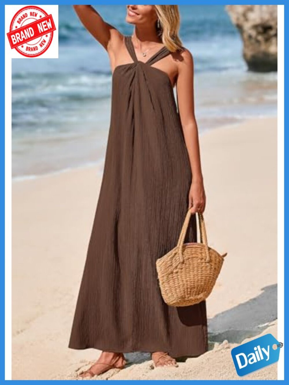 Sleeveless Flowy Maxi Dress with Pockets Loose Fit Summer - Picture 2 of 6